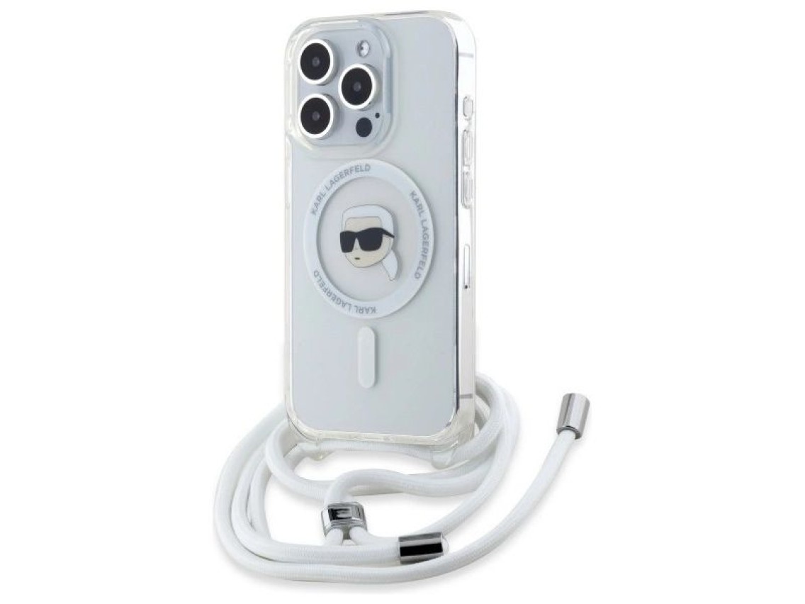 Funda bandolera Karl Lagerfeld IML Karl Head MagSafe para iPhone 16 Pro - Transparente