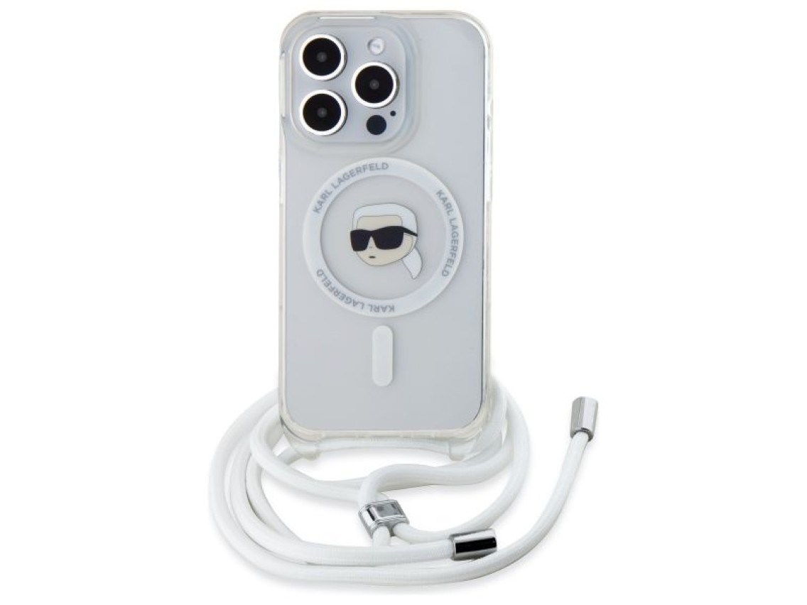 Funda bandolera Karl Lagerfeld IML Karl Head MagSafe para iPhone 16 Pro Max - Transparente