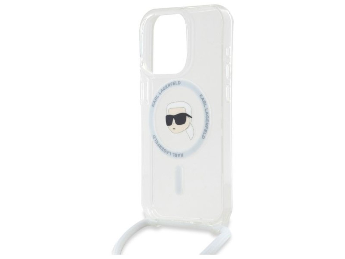 Funda bandolera Karl Lagerfeld IML Karl Head MagSafe para iPhone 16 Pro Max - Transparente