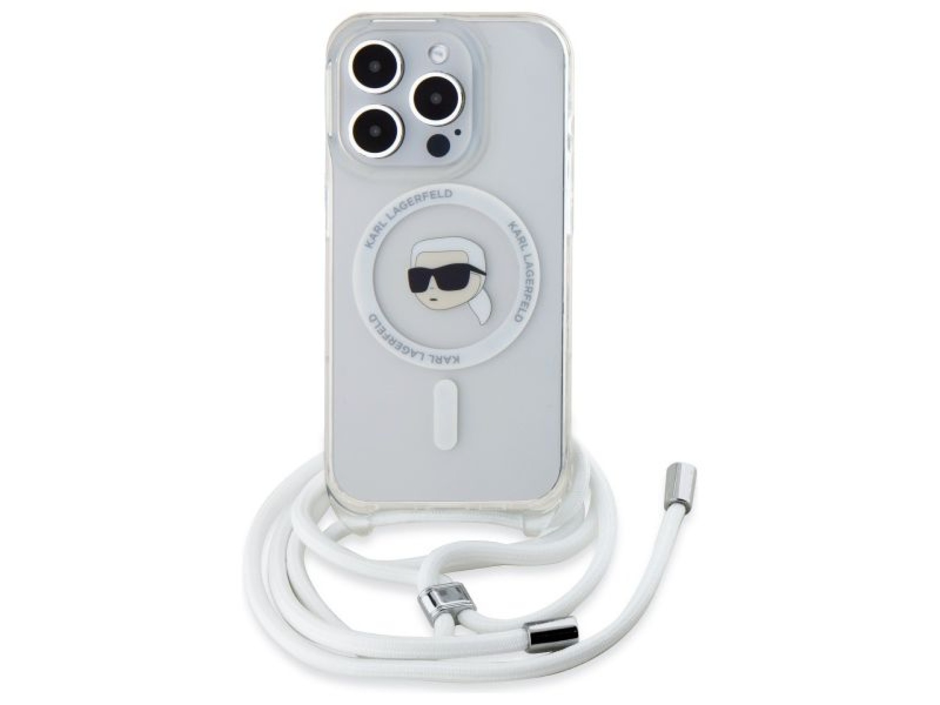 Funda bandolera Karl Lagerfeld IML Karl Head MagSafe para iPhone 16 Pro - Transparente