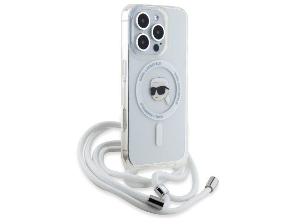 Funda bandolera Karl Lagerfeld IML Karl Head MagSafe para iPhone 16 Pro - Transparente