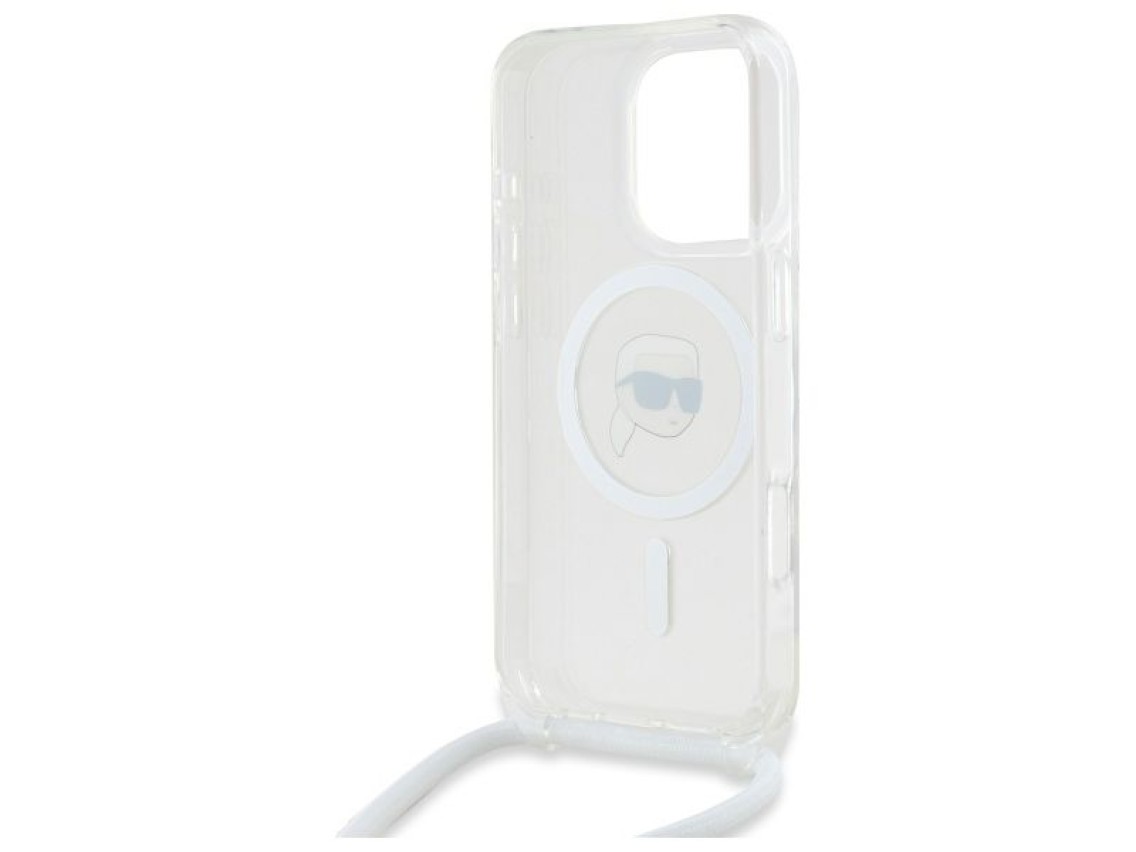 Funda bandolera Karl Lagerfeld IML Karl Head MagSafe para iPhone 16 Pro - Transparente
