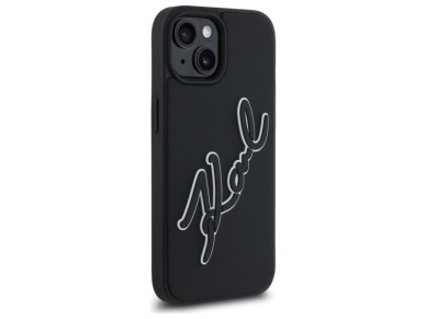 Funda para iPhone 15 de goma 3D con la firma de Karl Lagerfeld - Negra Funda para iPhone 15 de goma 3D con la firma de Karl Lagerfeld - Negra