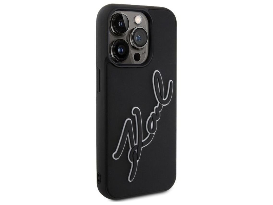 Karl Lagerfeld 3D Rubber Signature Case for iPhone 15 Pro - Black