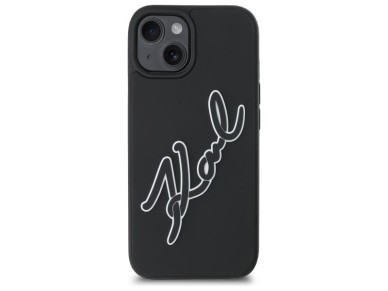 Funda para iPhone 15 de goma 3D con la firma de Karl Lagerfeld - Negra Funda para iPhone 15 de goma 3D con la firma de Karl Lagerfeld - Negra
