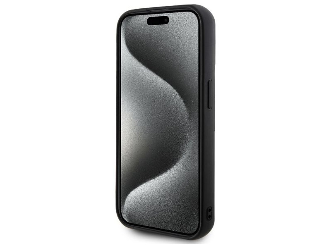 Funda de goma 3D con la firma de Karl Lagerfeld para iPhone 15 Pro Max - Negra