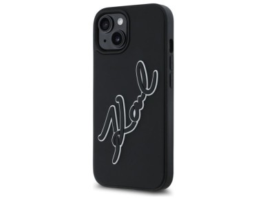 Funda para iPhone 15 de goma 3D con la firma de Karl Lagerfeld - Negra Funda para iPhone 15 de goma 3D con la firma de Karl Lagerfeld - Negra