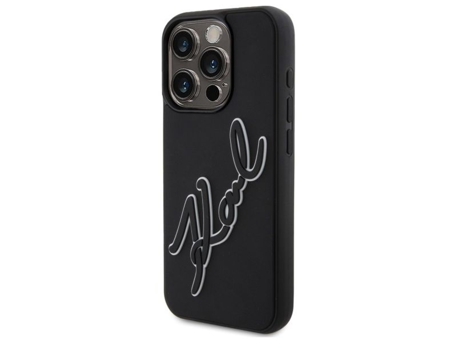Karl Lagerfeld 3D Rubber Signature Case for iPhone 15 Pro - Black