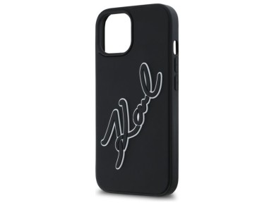 Funda para iPhone 15 de goma 3D con la firma de Karl Lagerfeld - Negra Funda para iPhone 15 de goma 3D con la firma de Karl Lagerfeld - Negra
