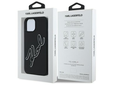 Funda para iPhone 15 de goma 3D con la firma de Karl Lagerfeld - Negra Funda para iPhone 15 de goma 3D con la firma de Karl Lagerfeld - Negra