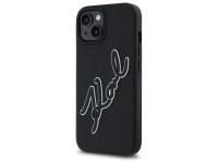Capa para iPhone 15 com a assinatura de Karl Lagerfeld em borracha 3D - Preta Capa para iPhone 15 com a assinatura de Karl Lagerfeld em borracha 3D - Preta