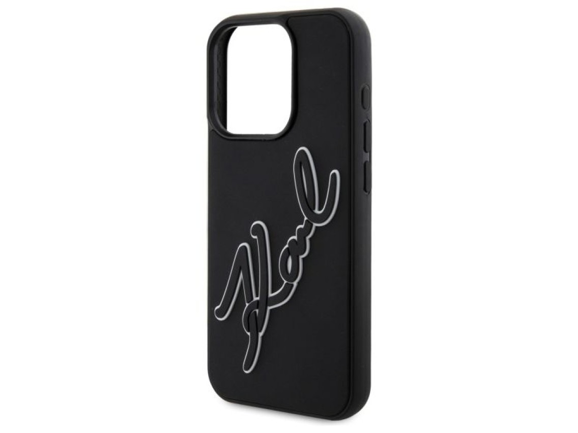 Karl Lagerfeld 3D Rubber Signature Case for iPhone 15 Pro - Black