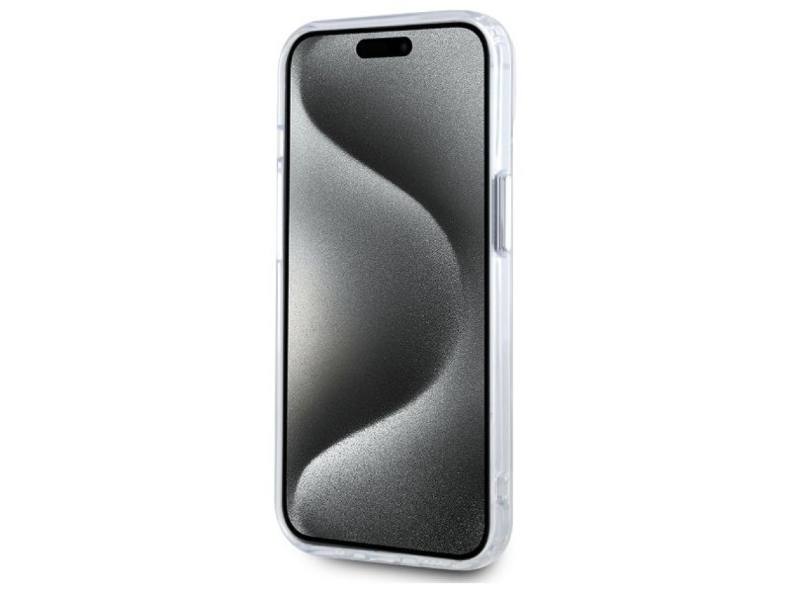 Funda Karl Lagerfeld IML Metal Choupette Head MagSafe para iPhone 15 - Blanca