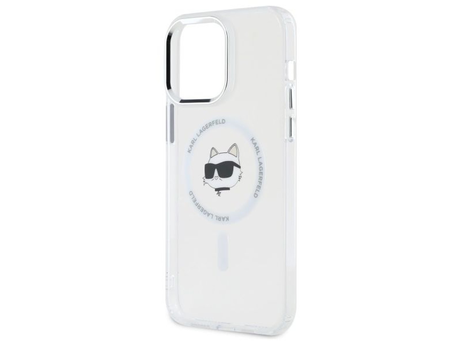 Karl Lagerfeld IML Metal Choupette Head MagSafe Case for iPhone 14 Pro Max - White