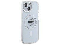 Capa MagSafe Karl Lagerfeld IML Metal Choupette Head para iPhone 15 Plus - Branca