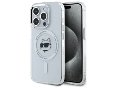 Karl Lagerfeld IML Metal Choupette Head MagSafe Case for iPhone 15 Pro Max - White Karl Lagerfeld IML Metal Choupette Head MagSafe Case for iPhone 15 Pro Max - White
