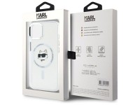 Capa MagSafe Karl Lagerfeld IML Metal Choupette Head para iPhone 15 Plus - Branca