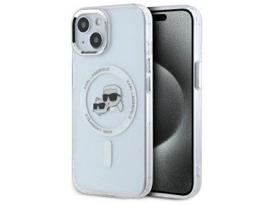 Karl Lagerfeld IML Metal Karl&Choupette Head MagSafe iPhone 15 Case - White Karl Lagerfeld IML Metal Karl&Choupette Head MagSafe iPhone 15 Case - White