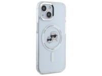 Capa MagSafe Karl Lagerfeld IML Metal Karl&Choupette Head para iPhone 15 - Branca Capa MagSafe Karl Lagerfeld IML Metal Karl&Choupette Head para iPhone 15 - Branca