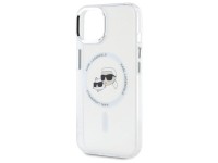 Capa MagSafe Karl Lagerfeld IML Metal Karl&Choupette Head para iPhone 15 - Branca Capa MagSafe Karl Lagerfeld IML Metal Karl&Choupette Head para iPhone 15 - Branca