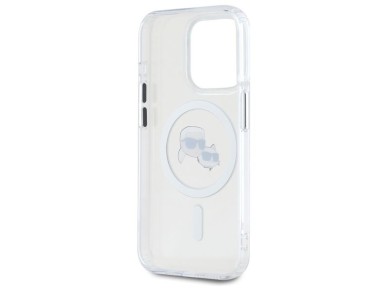 Karl Lagerfeld IML Metal Karl&Choupette Head MagSafe iPhone 15 Pro Case - White Karl Lagerfeld IML Metal Karl&Choupette Head MagSafe iPhone 15 Pro Case - White