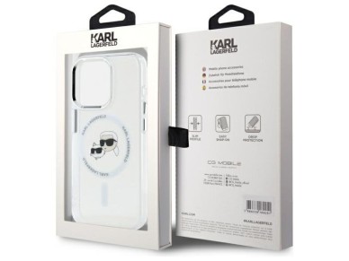 Karl Lagerfeld IML Metal Karl&Choupette Head MagSafe iPhone 15 Pro Case - White Karl Lagerfeld IML Metal Karl&Choupette Head MagSafe iPhone 15 Pro Case - White
