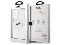 Capa MagSafe Karl Lagerfeld IML Metal Karl&Choupette Head para iPhone 15 - Branca Capa MagSafe Karl Lagerfeld IML Metal Karl&Choupette Head para iPhone 15 - Branca