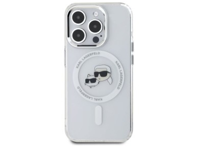 Karl Lagerfeld IML Metal Karl&Choupette Head MagSafe iPhone 15 Pro Case - White Karl Lagerfeld IML Metal Karl&Choupette Head MagSafe iPhone 15 Pro Case - White
