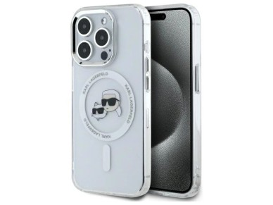 Karl Lagerfeld IML Metal Karl&Choupette Head MagSafe iPhone 15 Pro Case - White Karl Lagerfeld IML Metal Karl&Choupette Head MagSafe iPhone 15 Pro Case - White