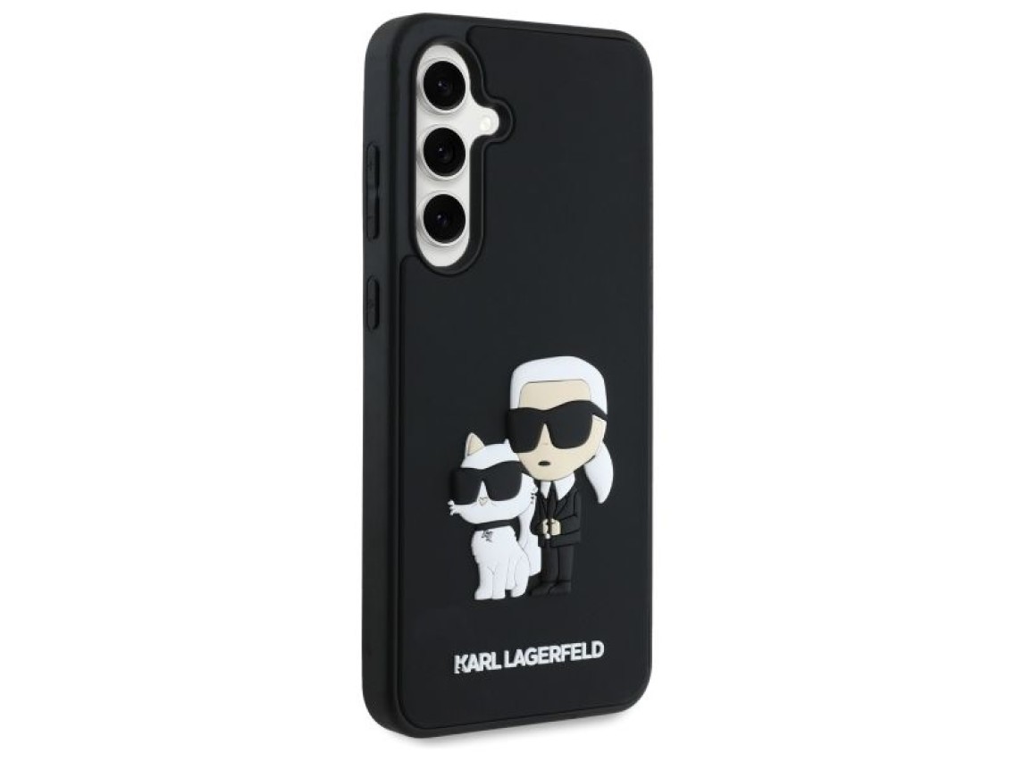 Capa Karl Lagerfeld 3D de borracha Karl&Choupette para Samsung Galaxy S24 FE - Preta