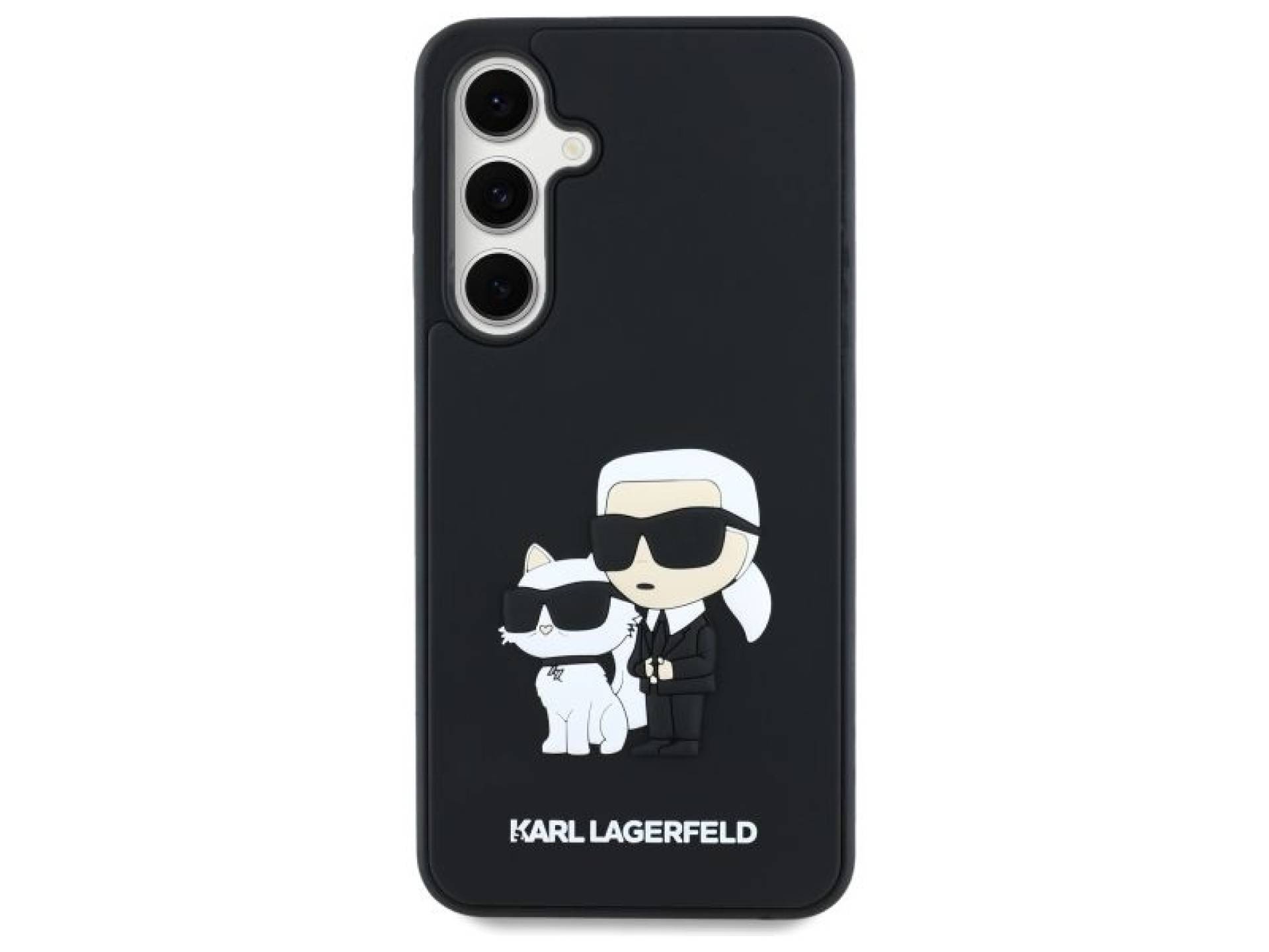 Capa Karl Lagerfeld 3D de borracha Karl&Choupette para Samsung Galaxy S24 FE - Preta