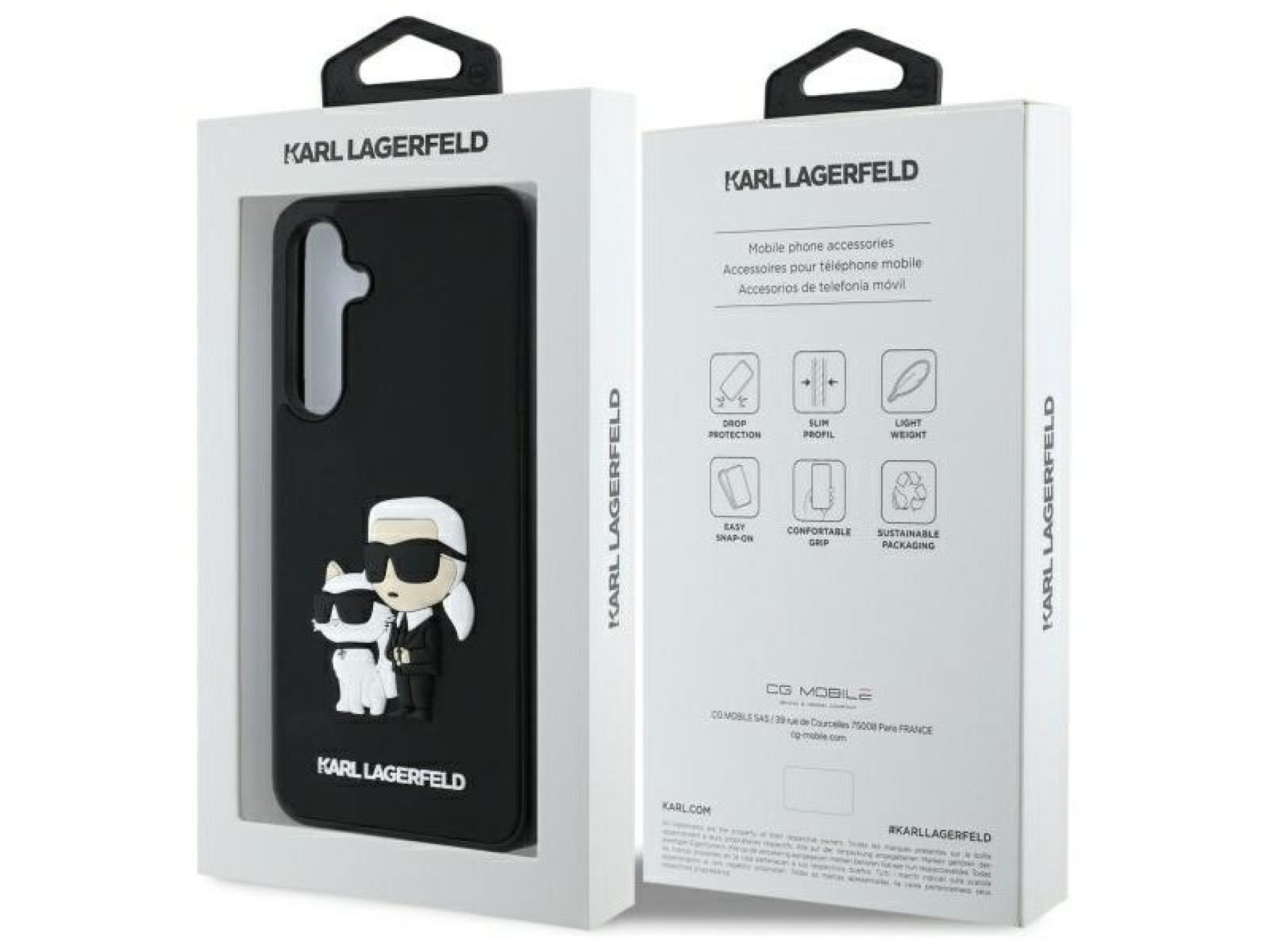 Capa Karl Lagerfeld 3D de borracha Karl&Choupette para Samsung Galaxy S24 FE - Preta