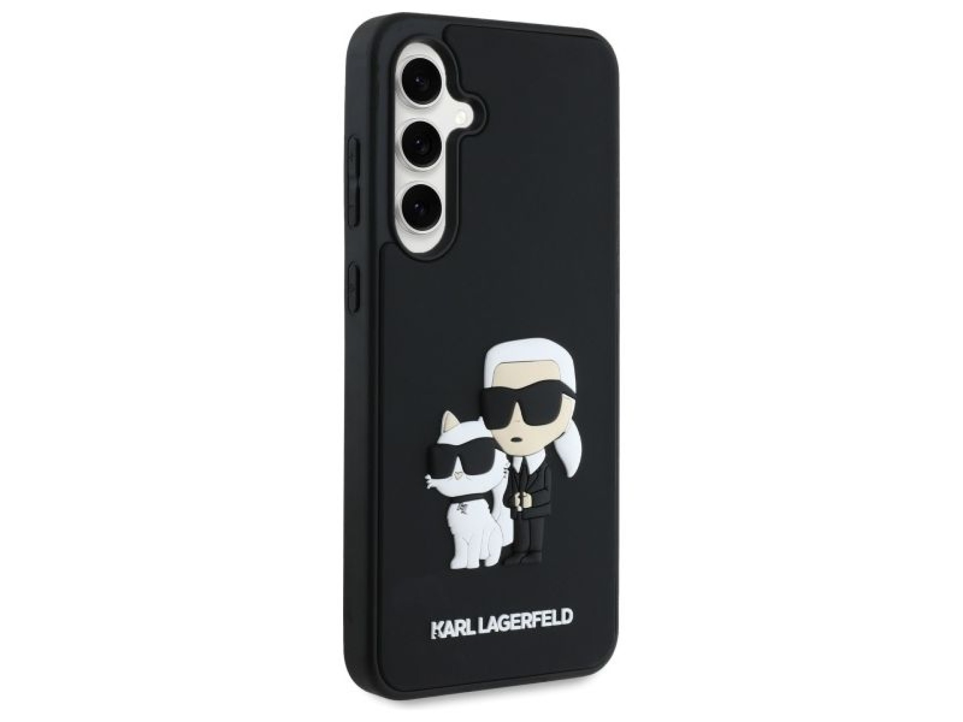 Capa Karl Lagerfeld 3D de borracha Karl&Choupette para Samsung Galaxy S24 FE - Preta