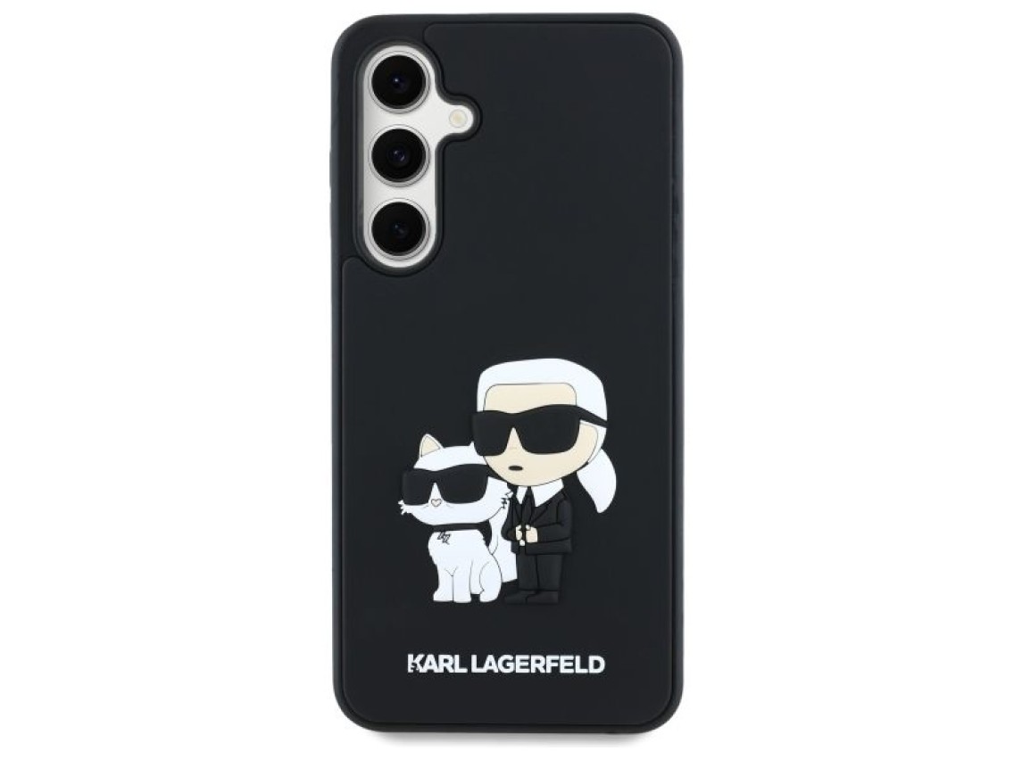 Capa Karl Lagerfeld 3D de borracha Karl&Choupette para Samsung Galaxy S24 FE - Preta