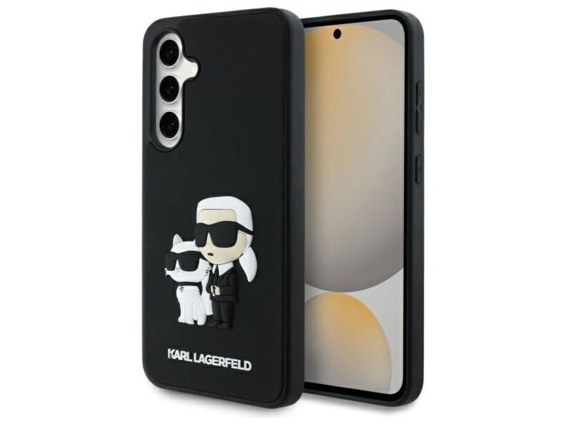 Capa Karl Lagerfeld 3D de borracha Karl&Choupette para Samsung Galaxy S24 FE - Preta