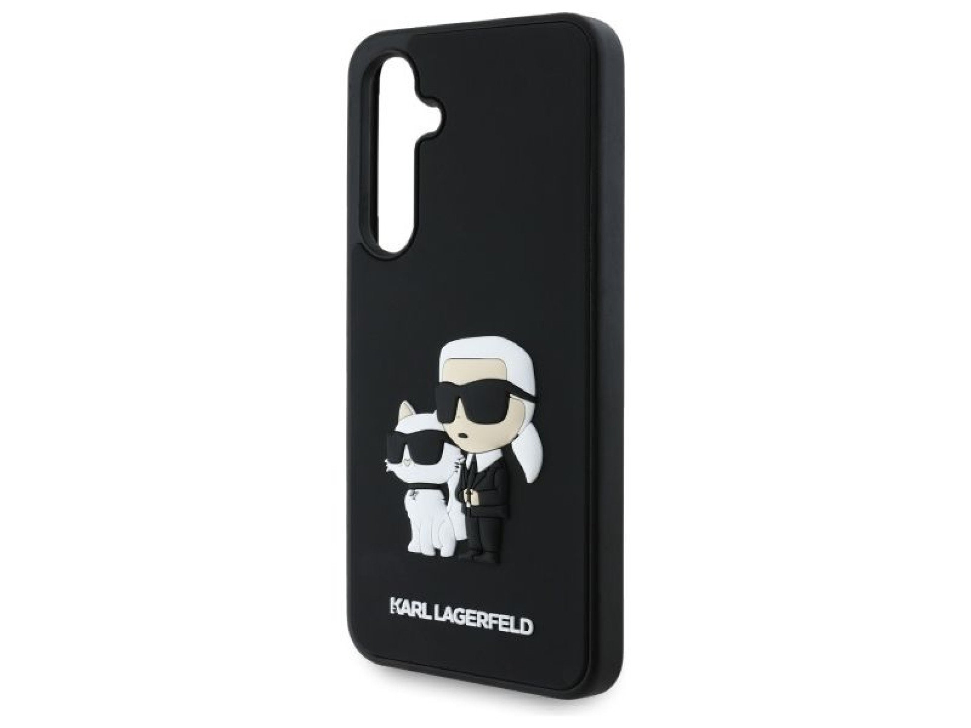 Capa Karl Lagerfeld 3D de borracha Karl&Choupette para Samsung Galaxy S24 FE - Preta