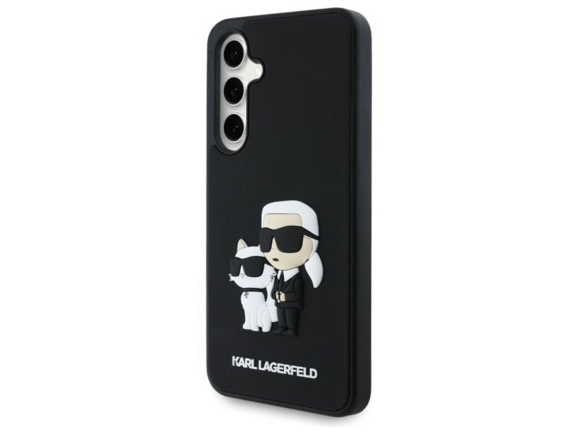 Capa Karl Lagerfeld 3D de borracha Karl&Choupette para Samsung Galaxy S24 FE - Preta