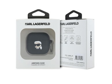Karl Lagerfeld Silicone Karl Head 3D Case for AirPods 4 - Black Karl Lagerfeld Silicone Karl Head 3D Case for AirPods 4 - Black