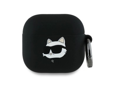Funda 3D de silicona con cabeza de Choupette de Karl Lagerfeld para AirPods 4 - Negra