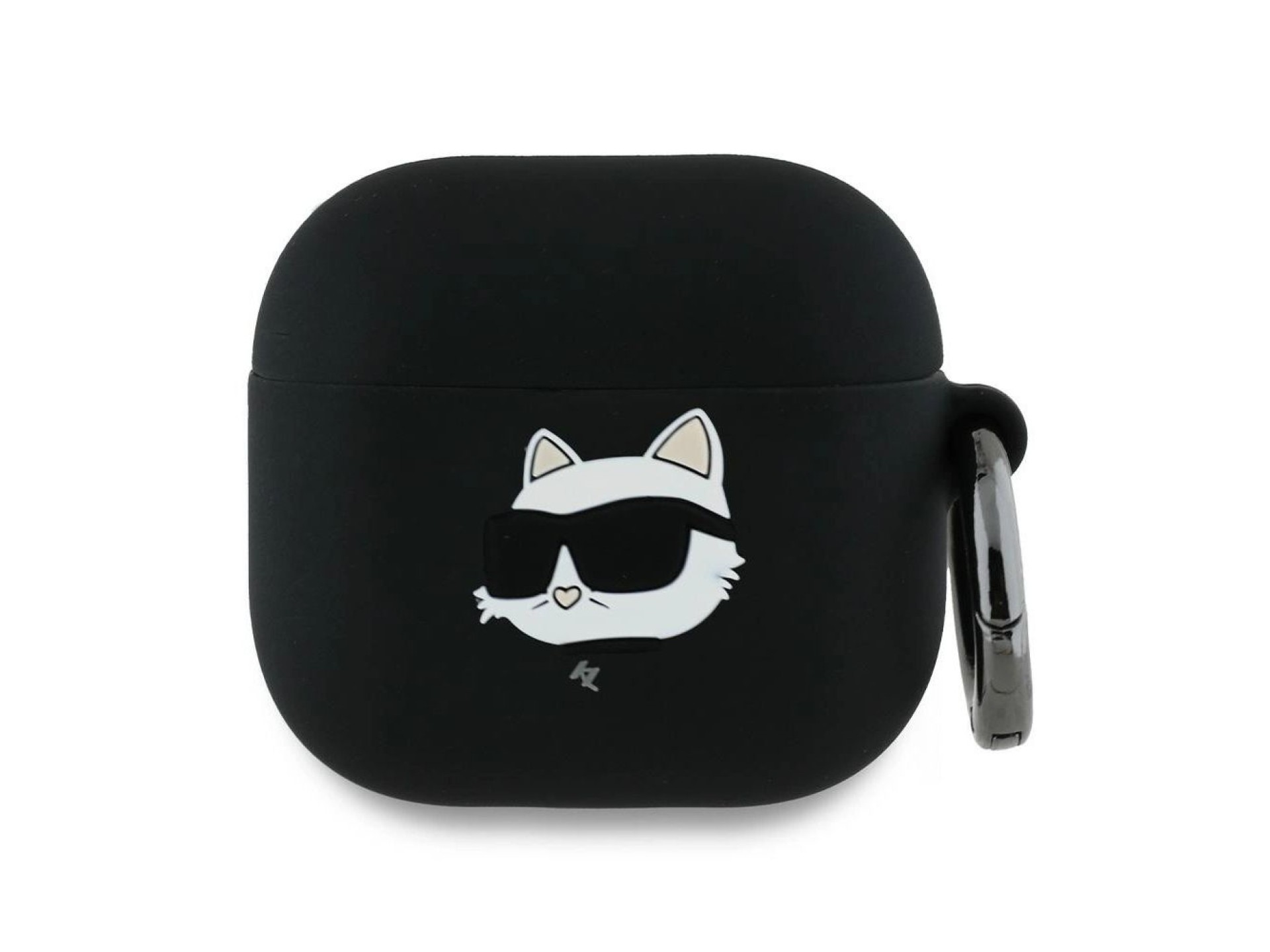 Funda 3D de silicona con cabeza de Choupette de Karl Lagerfeld para AirPods 4 - Negra