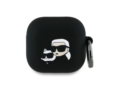 Capa 3D de silicone Karl Lagerfeld com a cabe�a de Karl & Chaupette para AirPods 4 - Preta