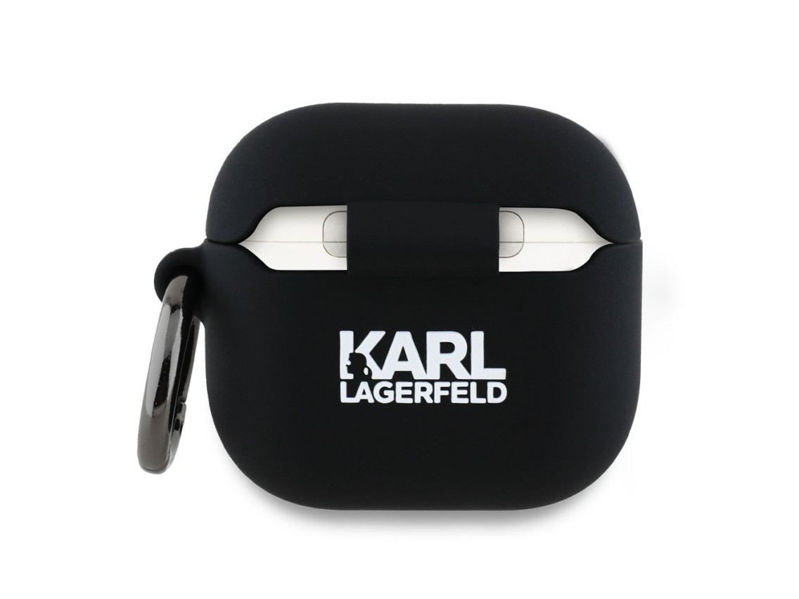Funda 3D de silicona con cabeza de Choupette de Karl Lagerfeld para AirPods 4 - Negra