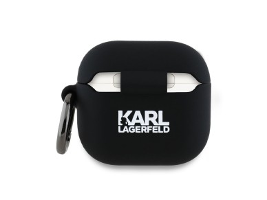 Capa 3D de silicone Karl Lagerfeld com a cabe�a de Karl & Chaupette para AirPods 4 - Preta