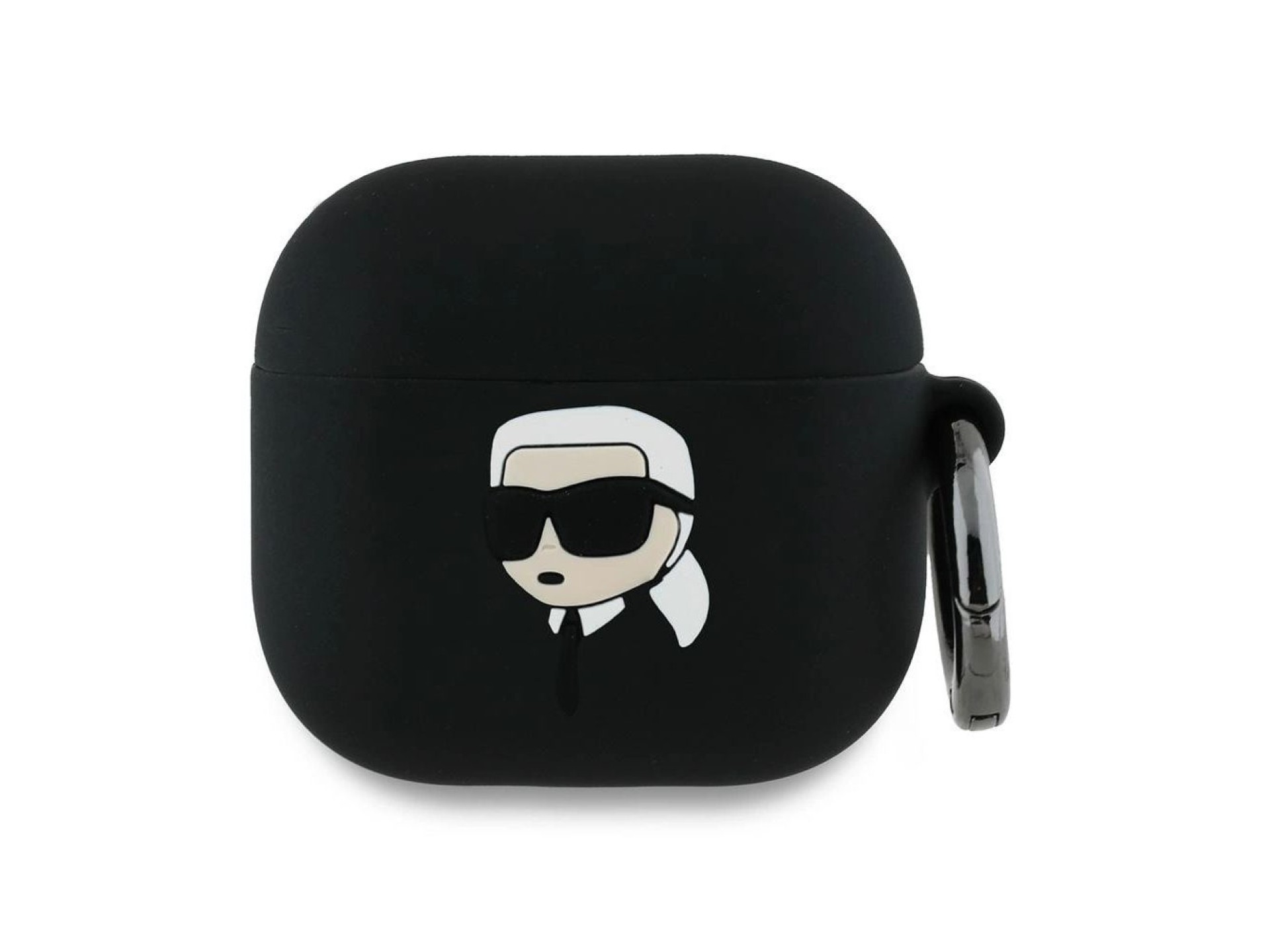 Capa 3D de silicone com a cabeça de Karl Lagerfeld para AirPods 4 - Preta