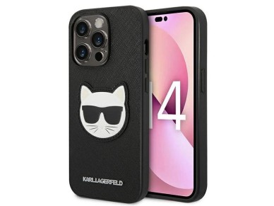 Karl Lagerfeld Saffiano Choupette Head Patch Case for iPhone 14 Pro - Black Karl Lagerfeld Saffiano Choupette Head Patch Case for iPhone 14 Pro - Black