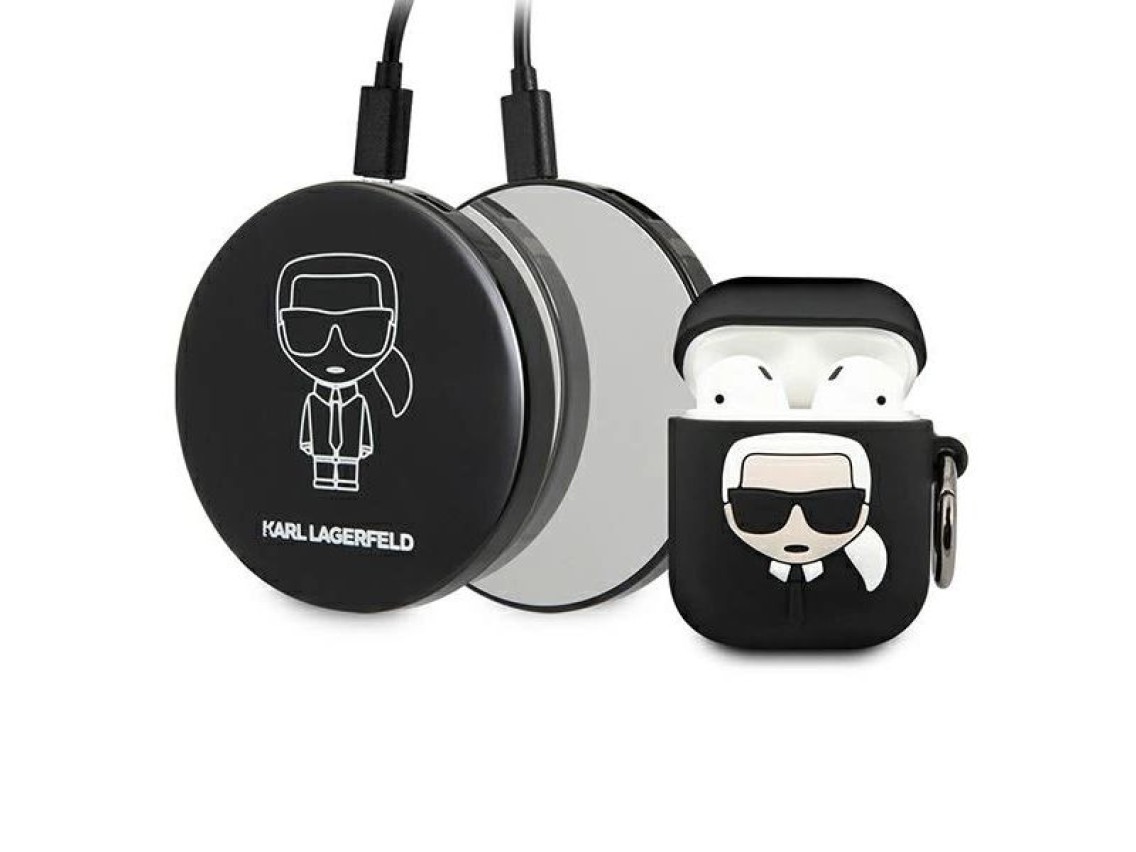 Estojo Karl Lagerfeld Ikonik para AirPods + Powerbank - Preto