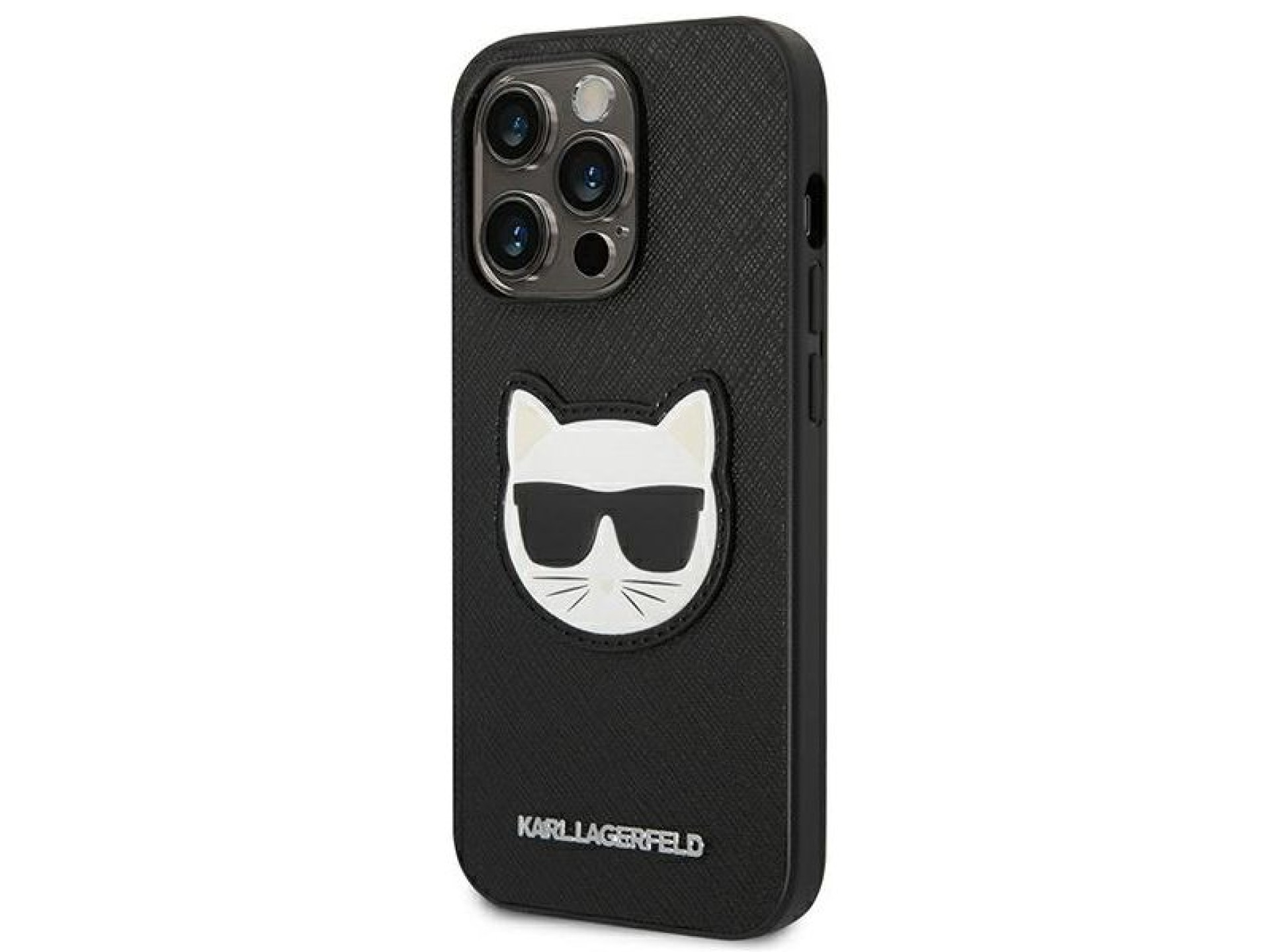 Karl Lagerfeld Saffiano Choupette Head Patch Case for iPhone 14 Pro - Black