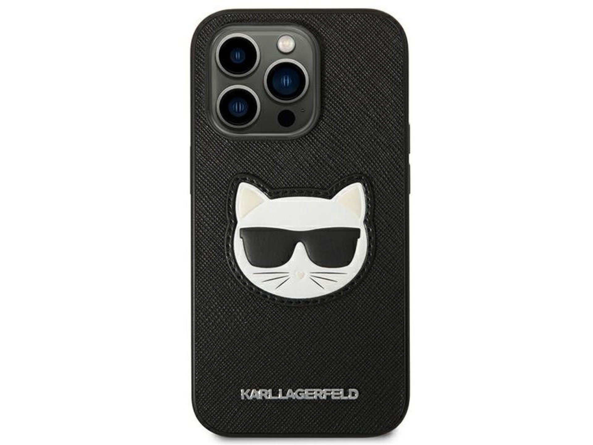 Capa Karl Lagerfeld Saffiano Choupette Head Patch para iPhone 14 Pro Max - Preta
