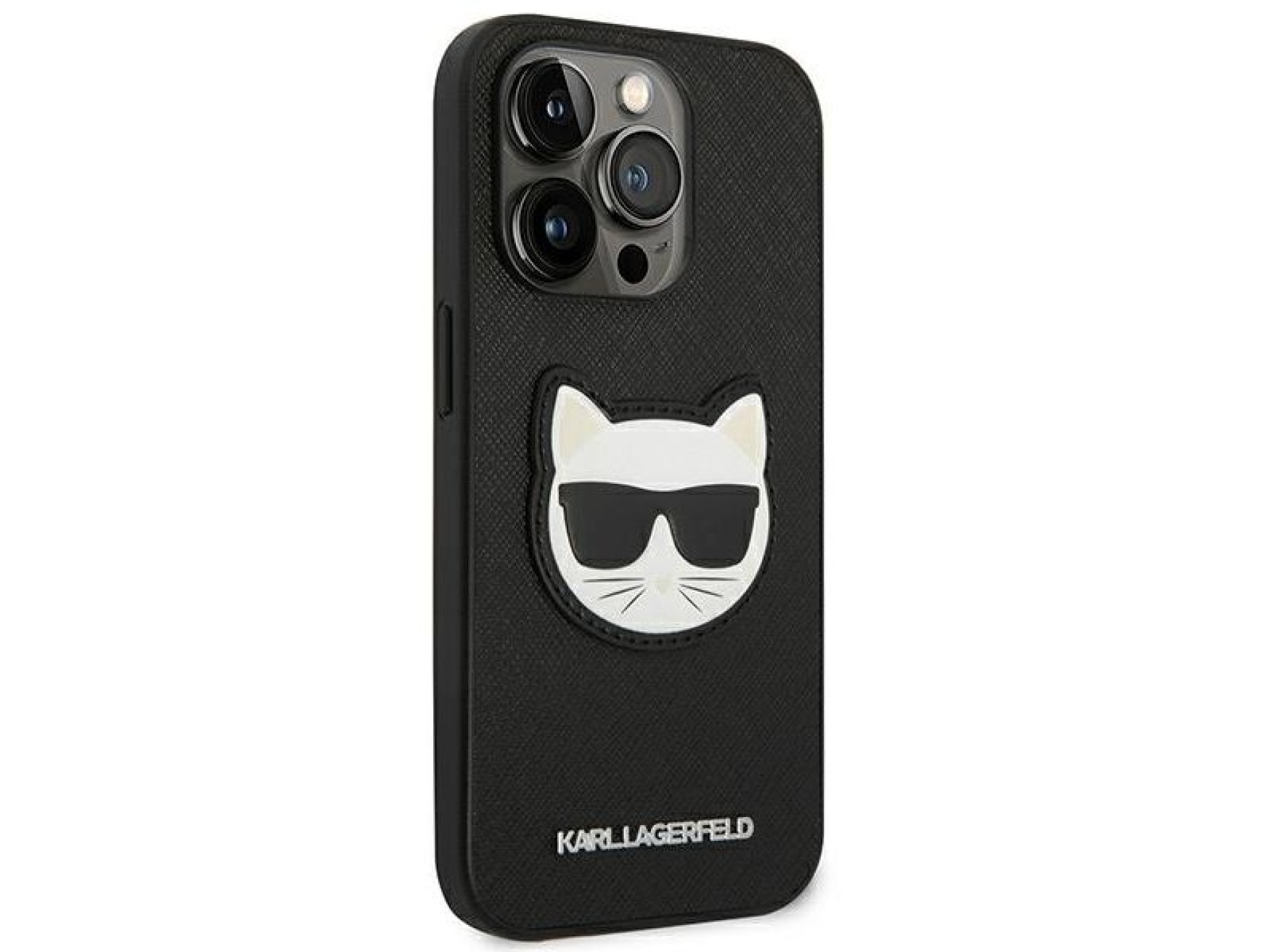 Capa Karl Lagerfeld Saffiano Choupette Head Patch para iPhone 14 Pro Max - Preta