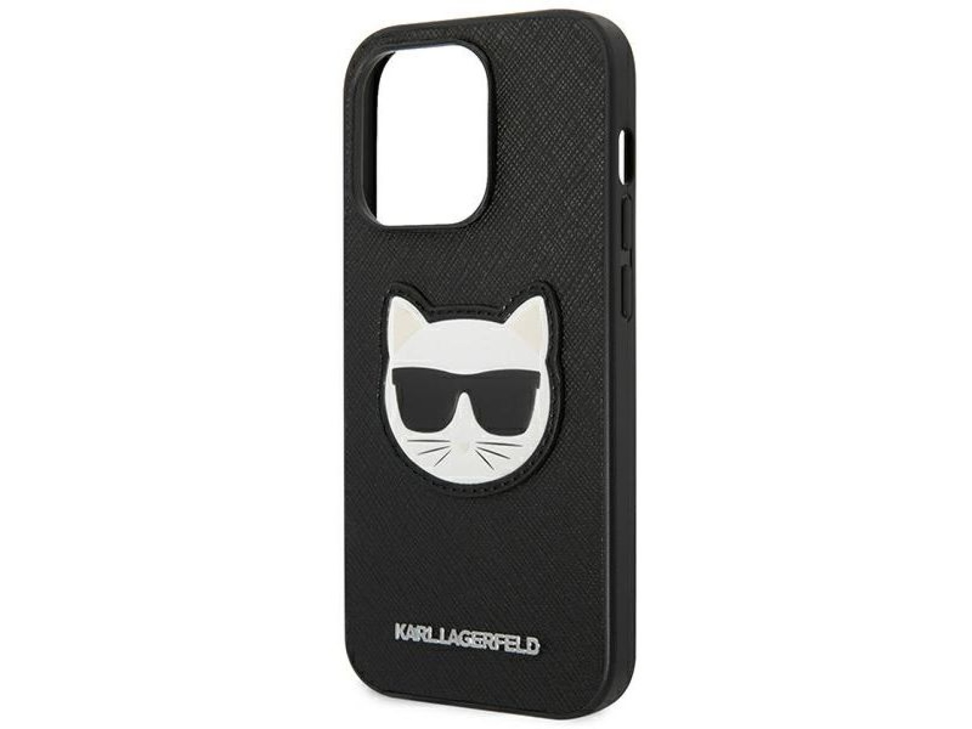 Capa Karl Lagerfeld Saffiano Choupette Head Patch para iPhone 14 Pro Max - Preta